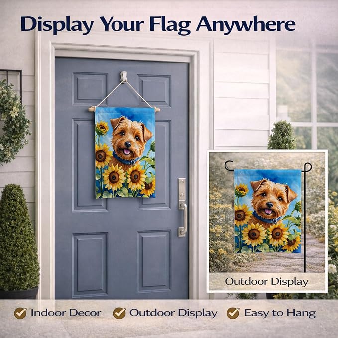 Caroline's Treasures DAC6125GF Norfolk Terrier in Sunflowers Garden Flag Mailbox Flag Decorative Yard Flag Banner Outside Patio Artwork Yard Flower Beds, Garden Size, Multicolor