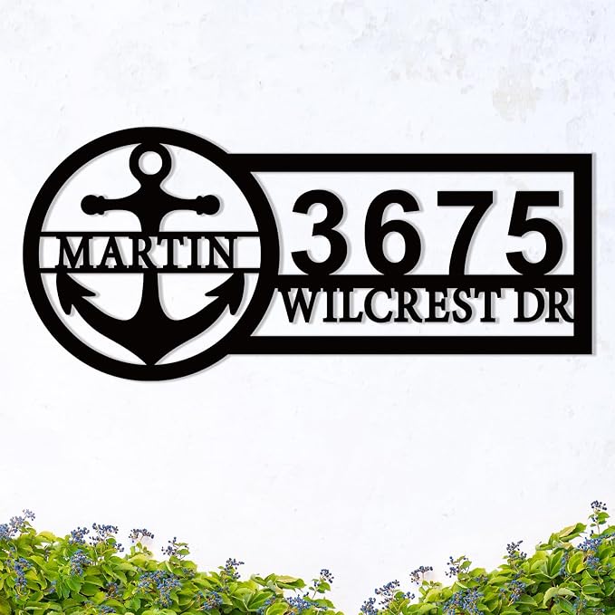 Personalized Anchor Metal Address Sign, Iron Address Numbers, Custom House Number Sign, Custom Address Plaque, Housewarming Gift,Personalized Last Name Metal Signs