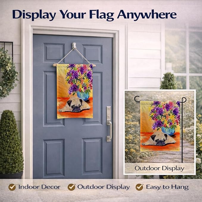 Caroline's Treasures SS8294GF Pug Garden Flag Mailbox Flag Decorative Yard Flag Banner Outside Patio Artwork Yard Flower Beds, Garden Size, Multicolor