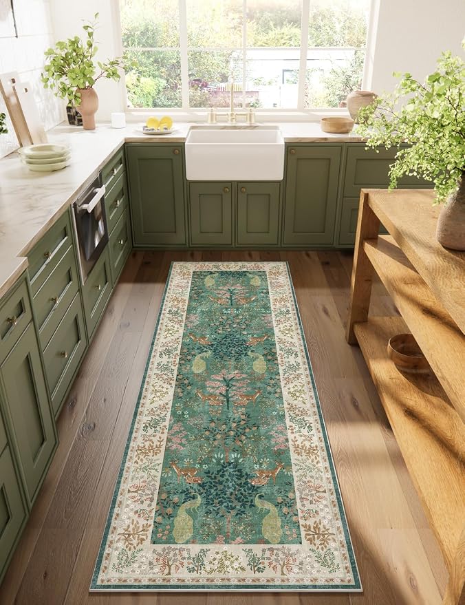 Runner Rug Washable Kitchen Runner: 2'6"x8' Hallway Runner Stain Resistant Non Slip Low Pile Soft Carpet Runners Rug for Entryway Bedroom Hallway Beside Bathroom Laundry Room