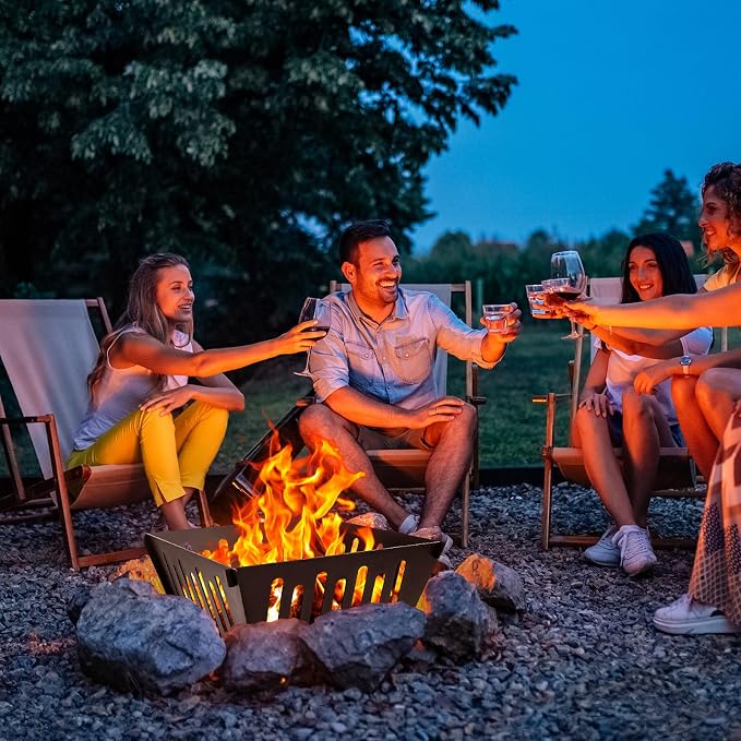 17-inch Portable Fire Pit for Outdoor | High Temperature Resistance Fire Pit For Camping|Backyard|Garden Picnic Patio And Beach|Comes With A Carry Bag