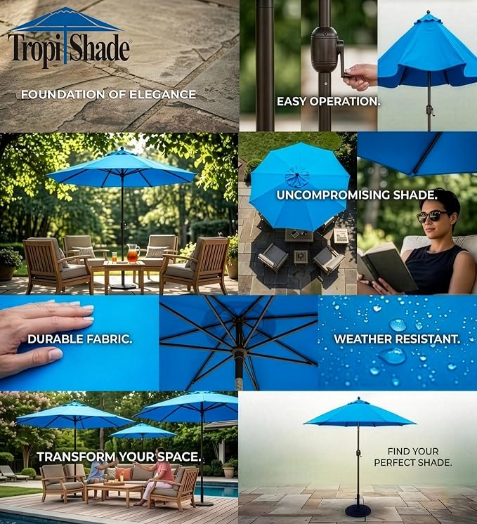 Tropishade 11' Umbrella with Premium Turquoise Olefin Cover (Base not included)