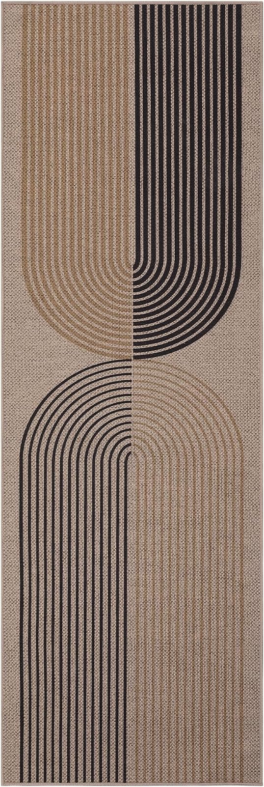GarveeHome Easy Jute 2x8 Runner Rugs Modern Rainbow Rug for Hallway Kitchen Non Slip Indoor Outdoor Runner Door Mat for Laundry Porch
