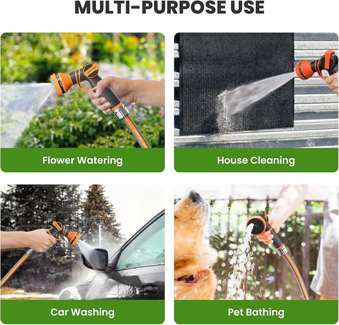 Giraffe Tools 5FT Garden Hose, 5/8" Lightweight Lay Flat Water Hose, No-Kink, Flexible Gardening Hose with Male to Female Aluminum Fitting, Customizable-Length Hose Pipe for Yard