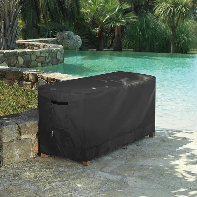 Patio Deck Box Cover Waterproof Outdoor Rectangular Storage Bench Cover 62L x 30W x 26H inch, Black