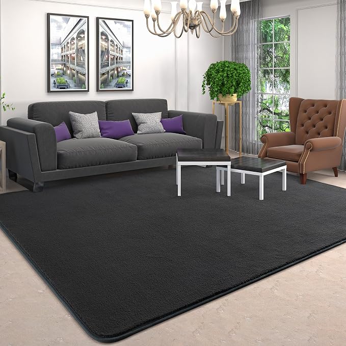 AROGAN 6x9 Area Rugs for Living Room Non Slip Dorm Bedroom Rug, Dark Grey | Modern Area Rugs with Soft Memory Foam, Minimalist Washable Indoor Floor Carpet for Dining Room Office Kids Playroom Decor