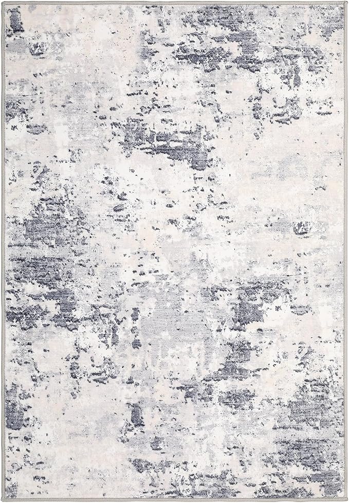 ROYHOME Modern Abstract 2x3 Area Rug Non Slip, Grey Taupe | Non Shedding Low Pile Stain Resistant Rug for Entryway Kitchen Bedroom