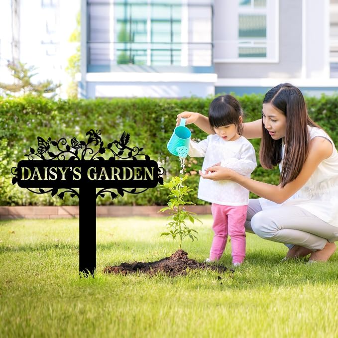 Custom Garden Metal Stake Sign – Personalized Outdoor Name Sign, Decorative Metal Yard Art for Plant Lovers