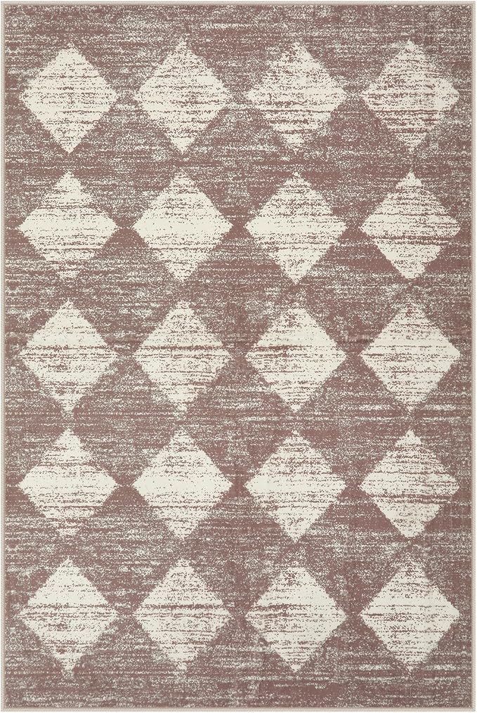 Lahome Zelie Machine Washable Rugs 6x9, Soft Beige Rugs for Bedroom Aesthetic Non Slip Living Room Rug Dining Room Carpet for Under Table, Moroccan Trellis Indoor Carpet for Dorm Apartment Playroom
