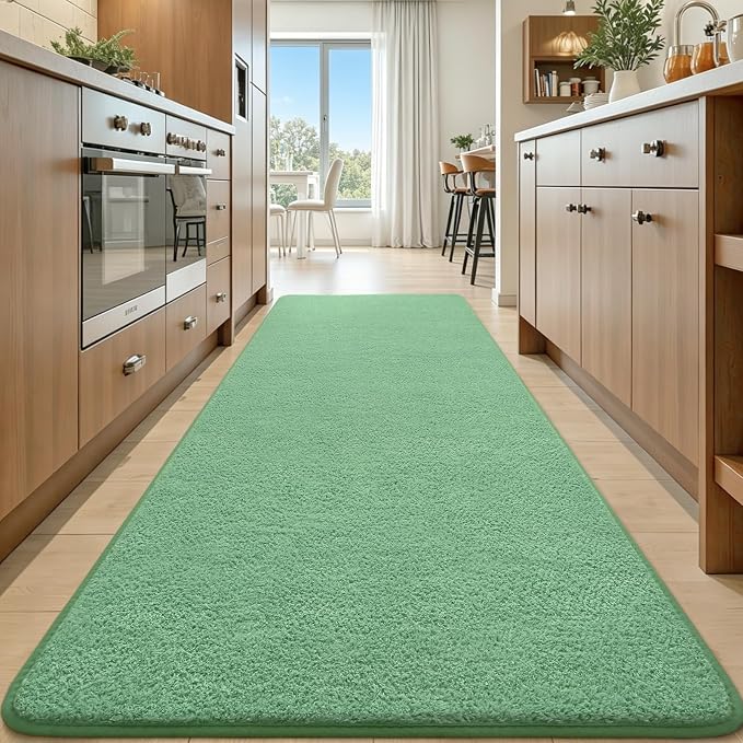 Keeko 2x6 Area Rugs for Living Room,Soft Washable Memory Foam Bedroom Rug | Indoor Throw Rug Low Pile Minimalist Non Slip Carpet for Kids Nursery Classroom Dorm Room Home Decor Sage Green