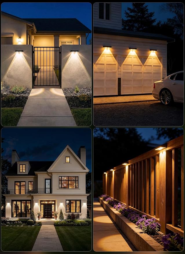 Brightown 8 Pack Solar-Fence-Lights-Outdoor, IP65 Waterproof 3000/4000/6000K/RGB 11 Colors Solar Deck Step Flood Lights, Solar Patio Lights for Outside Backyard Yard Home Improvement Wall Railing