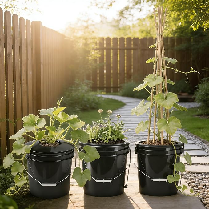 6 Inch Net Pots with Wide Lids for 3.5 and 5 Gallon Buckets 5 Pack Hydroponic Net Cups
