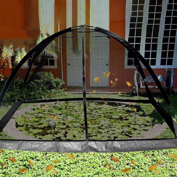 Pond Cover Net - 13x17FT Heavy Duty Nylon Dome Mesh with Zippers - Protect Fish & Plants from Leaves Animals for Garden Yard Ponds