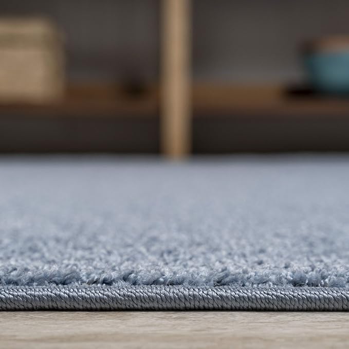 JONATHAN Y Haze Solid Low-Pile Classic Blue 5' Round Indoor Area Rug, Coastal,Bohemian,Minimalist,Classic, Easy-Cleaning for Living Room,Bedroom,Kitchen,Pet Friendly,Non-Shedding (SEU100F-5R)