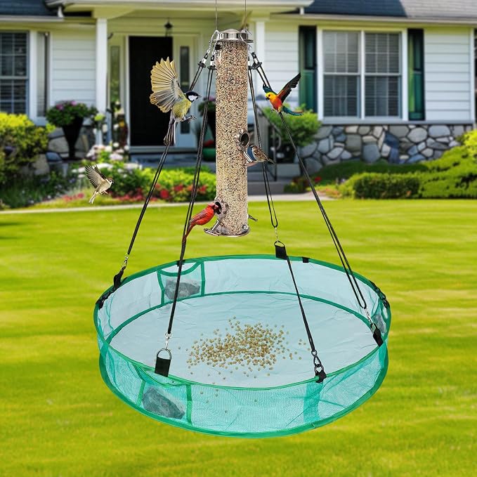 2Pcs Bird Seed Catcher for Outdoor Feeders, Bird Feeder Trays to Catch Seed, Upgraded Version Can Prevent Strong Winds. (24 inches)