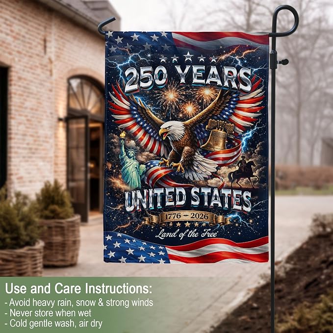 250th Anniversary Patriotic Design, 1776-2026 Commemorative, 250 Anniversary Usa Flag, Garden Flags For Outside, Front And Back Print 1 (12x18 Inch)