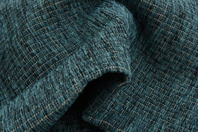 Unique Loom Collection Casual Transitional Solid Heathered Indoor/Outdoor Flatweave Area Rug (2' x 6' 1" Runner, Teal/Navy Blue)
