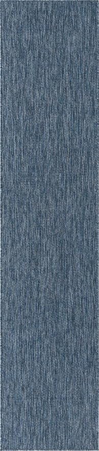 Unique Loom Collection Casual Transitional Solid Heathered Indoor/Outdoor Flatweave Area Rug (2' 7" x 12' Runner, Blue/Navy Blue)