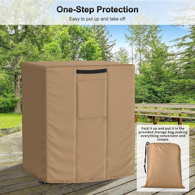 Central Large Air Conditioner Cover for Outside Units, Waterproof & Windproof Outdoor AC Units Cover Brown (36"x36"x39" Inch)