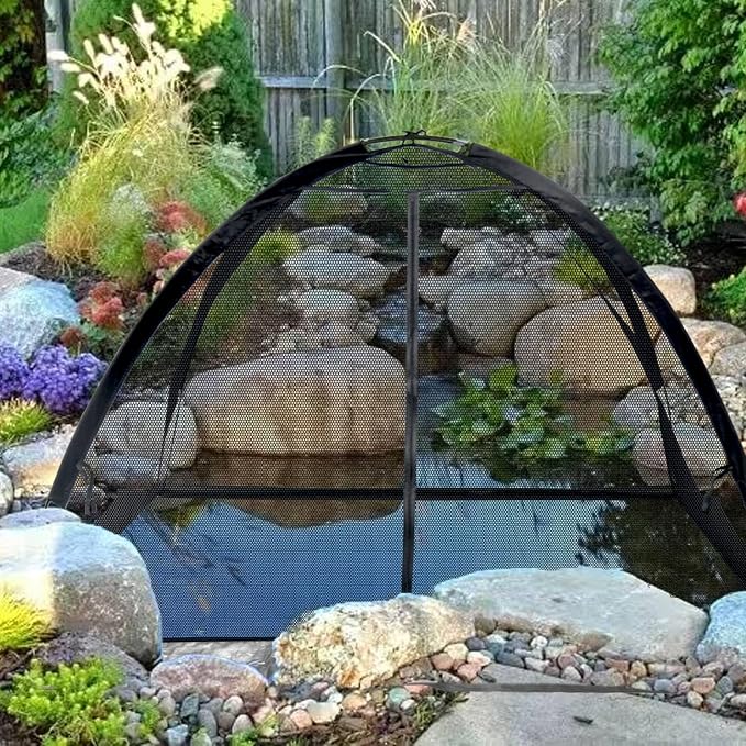 Pond Cover Net - Heavy Duty Nylon Dome Mesh with Zippers - 12x9FT Protector for Garden Pond Koi Fish and Plants - Birds & Leaves Animals Barrier