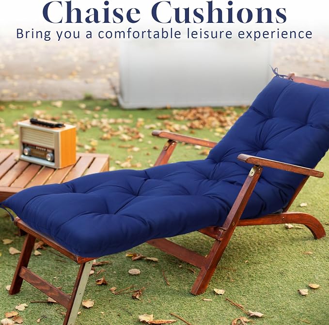 Wenqik Outdoor Bench Cushion 48 x 20 x 3 Inch Waterproof Patio Swing Cushion with Removable Zippered Cover Adjustable Ties Seat Pad for Porch Bench Garden Loveseat (Navy Blue, Classic)