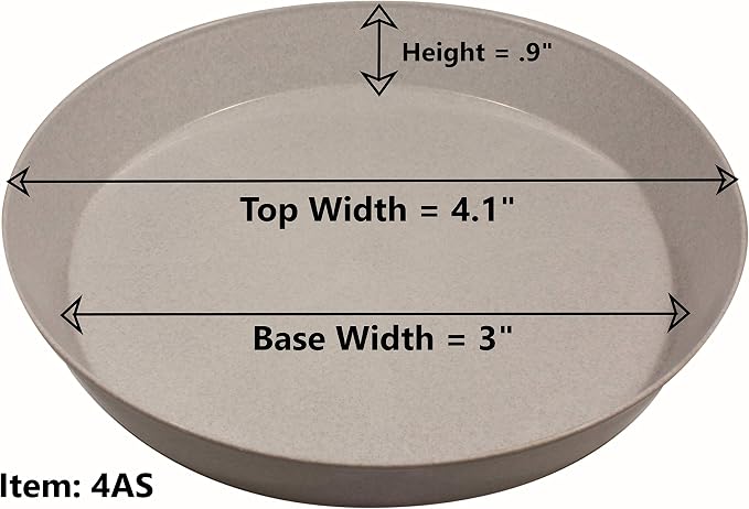 4 Inch (3 Inch Base), Black, Case of 5 with Saucer | Polypropylene, Heavy Duty Indoor/Outdoor, Drip Pan Tray, Collects Excess Water, Made in USA