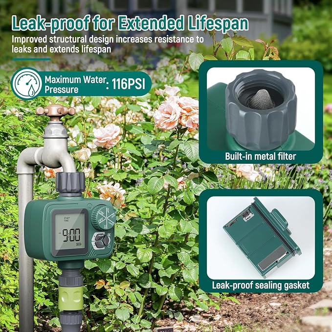 Sprinkler Timer: Programmable Hose Timer with Rain Delay/Manual/Automatic Watering System, Water Timers for Garden Hose, Digital Drip Irrigation for Yard Lawn Outdoor(1 Outlet)