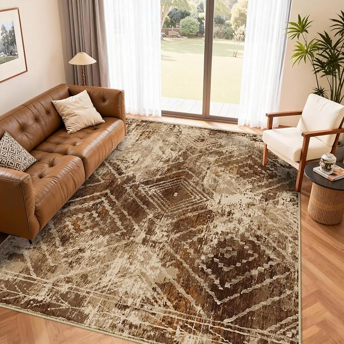 3'x5' Washable Area Rug for Living Room Bedroom Cow Print | Soft Western No Slip Low Pile Print Foldable Indoor for Kitchen Dining Room