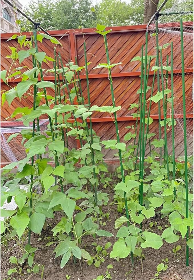 G-LEAF Garden Stakes 4 ft Plastic Coated Steel Tube Sturdy Metal Plant Sticks for Tomato,Cucumber,Bean,Tree,Pack of 50