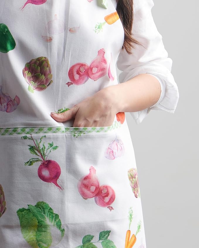 Maison d' Hermine Aprons for women with Pocket 100% Cotton (27.50"x31.50") | Adjustable Neck Strap & long ties Apron Men Chef Wedding Cooking Gardening Server Maid