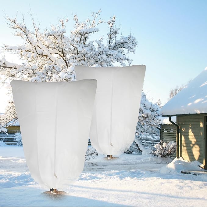 4 Pack Plant Covers Freeze Protection for Winter, 70.9''×47.2'' Frost Cloths for Outdoor Plants Cold Weather Blankets with Zipper Drawstrings