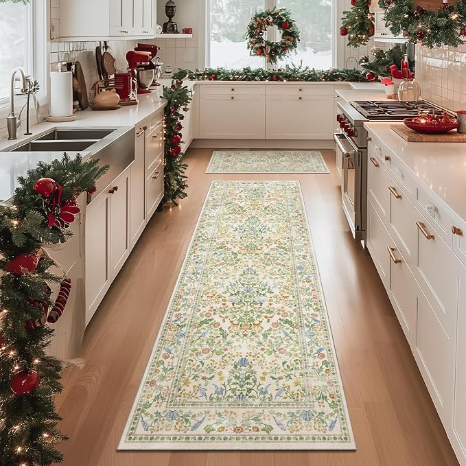 Washable Runner for Hallways Kitchen Rug: 2'6"x8' Runner Rugs Stain Resistant Non Slip Low Pile Soft Carpet Runners Rug for Entryway Indoor Kitchen Hallways Bedroom Beside Laundry Room