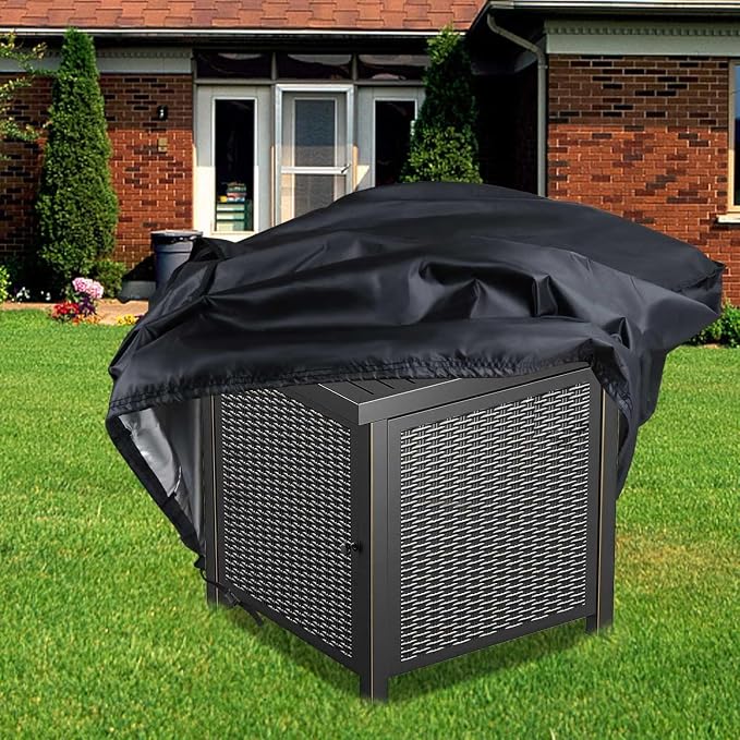 Saking Fire Pit Cover, 38 inch Square Fire Table Covers for Patio Gas Propane Firepit, Waterproof Outdoor Table Cover - 38"L x 38"W x 28"H