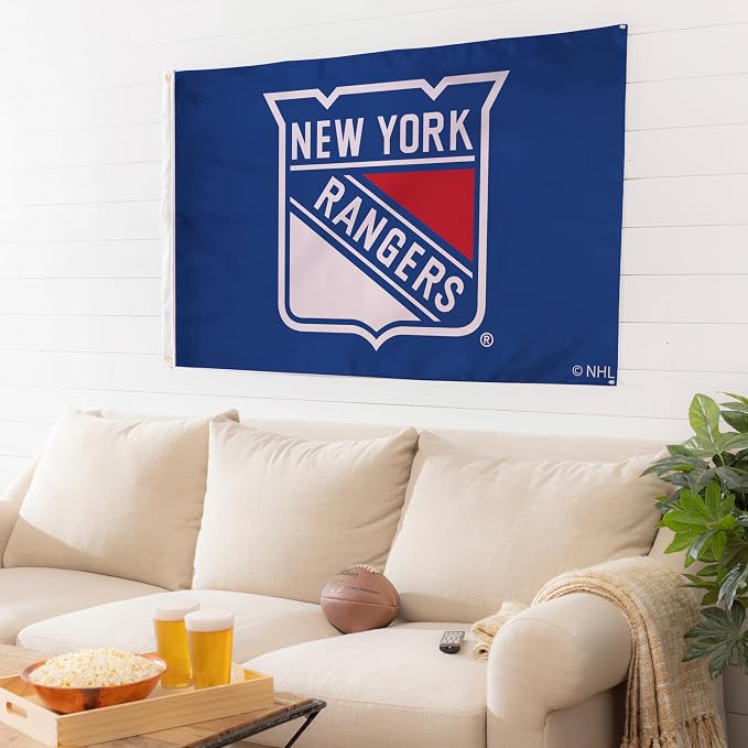 Team Sports America NHL New York Rangers 3' x 5' Outdoor Durable Flag with Grommets, Heavy Duty Flag & Banner for Outdoor Garden Patio, Indoor Wall Decor Flag, Works with Flag Poles for House