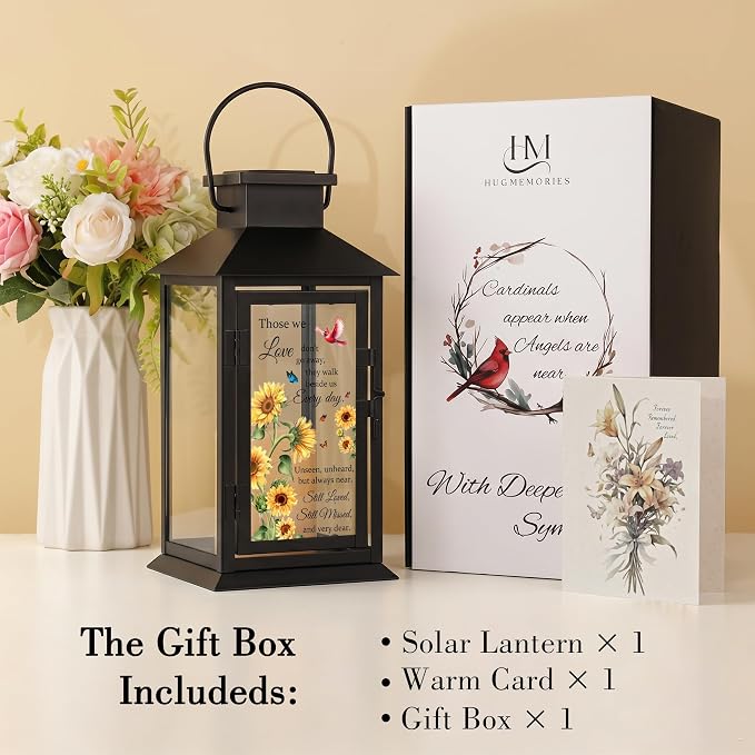 Solar Memorial Lantern Outdoor Waterproof, Sympathy Gifts for Loss of Loved One Mother Father, Remembrance Condolences Grief Gift for Loss, in Memory of Loved One Gifts