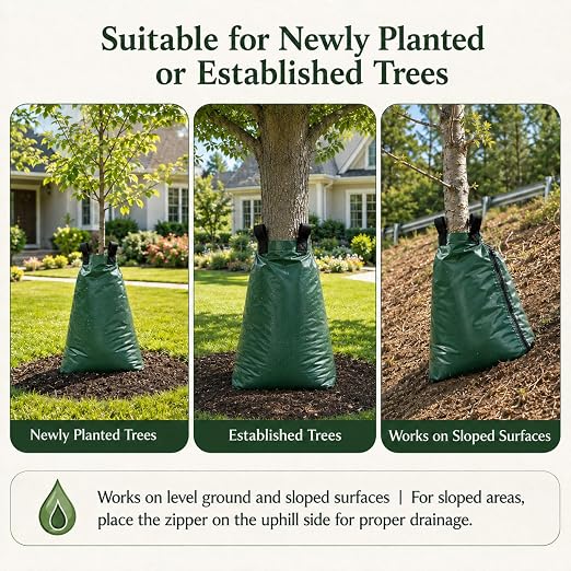 Tree Watering Bags Slow Release:20 Gallon - Reusable & Premium PVC Water Bags - Slow Watering 6-8 Hours for Newly Planted or Established Trees in Hot Weather (3 Pack)