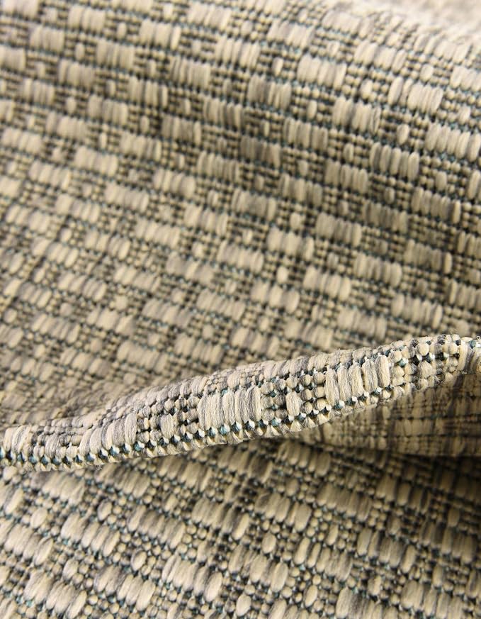 Unique Loom Outdoor Solid Collection Area Rug (10' Square Light Gray/Ivory)