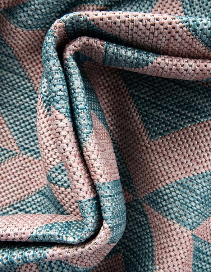 Jill Zarin Jill Zarin Outdoor Collection Area Rug - Napa (10' 8" Round Pink and Aqua/Light Blue)