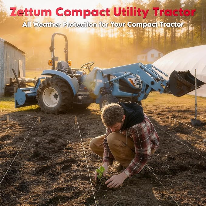 Zettum Tractor Cover - 600D Compact Tractor Cover, Waterproof Tractor Operator Area Covers, Protects Seat & Controls from Rain and Sun, Compatible with John Deere, Kubota, Mahindra and More