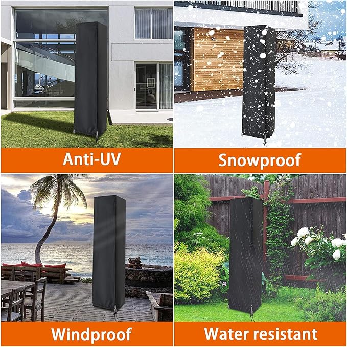 Patio Heater Cover- 87" H x 21" W x 24" D | Waterproof Outdoor Propane Heater Covers for Pyramid Heater with Zipper, Black
