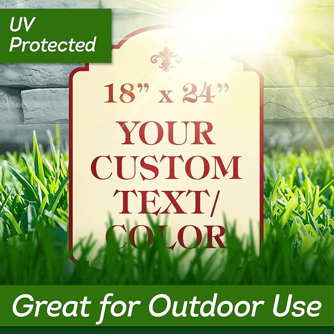 Custom Sign, Customized for Outdoor/Indoor Use, Personalized Designer Style Sign, 18x24 Inch, 24 Colors, Rust-Free Thick AlumaBond - Made by: My Sign Center, USA (Florolex II - Flood)
