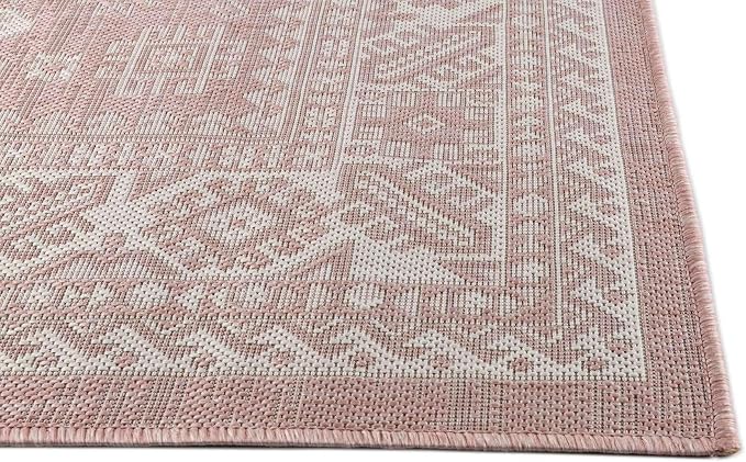 Unique Loom Outdoor Aztec Collection Area Rug - Chalca (5' 3" x 8' Rectangle, Pink/ Ivory)