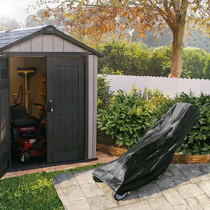 Porch Shield Lawn Mower Cover -Waterproof Universal Lawnmower Storage Cover Fitting Push Walk-Behind Mower (Up to 22 Inches Wide, Black)