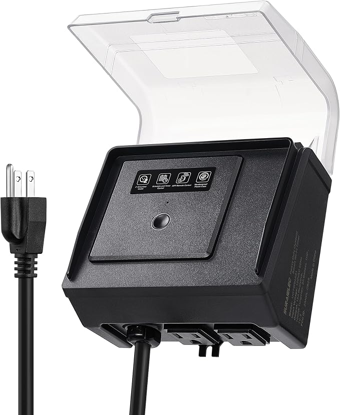 SURAIELEC WiFi Pool Timer for Above-Ground Pools, NEMA 5-15R Plug-in Timer with Dual Outlets, 15A 125V 1HP, Weatherproof PC Cover, Ideal for Pool Pumps, Filters, Lights and Salt Chlorination Systems