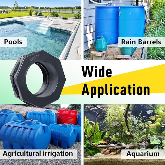 4 Inch PVC Bulkhead Fitting, PVC Bulkhead Fitting for Pools, Rain Barrels, Aquariums, Water Tank