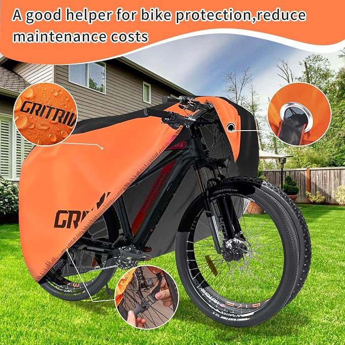 Bike Covers Outdoor Storage Waterproof. It Comes in 3 Colors and 2 Sizes. The Bike Cover is Equipped With a Bike Chain Lock