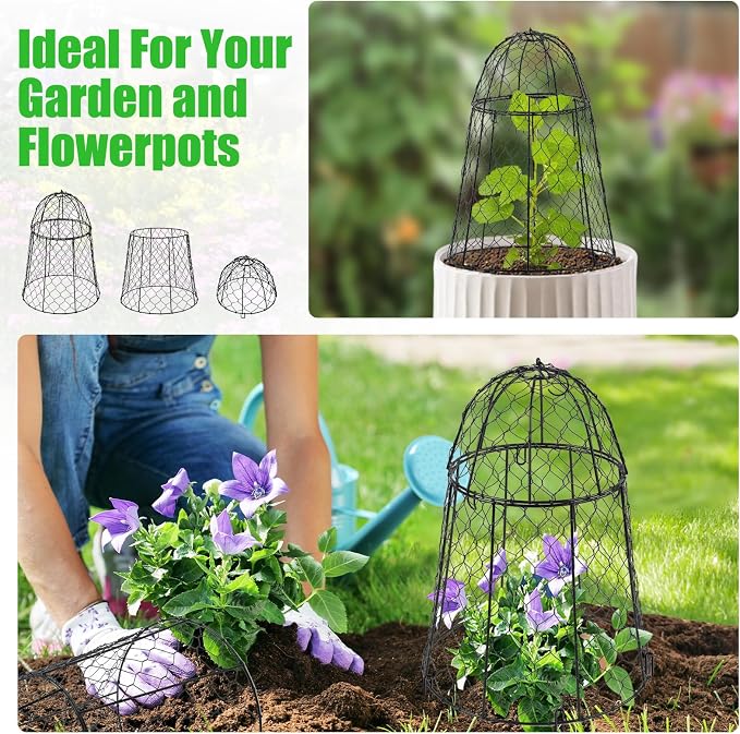 Phoncoo 6 Pack Garden Cloches for Plants, Sturdy Plant Protectors from Animals, Chicken Wire Cage for Garden Cages to Keep Bunnies Chicken Squirrels Birds Animals Out