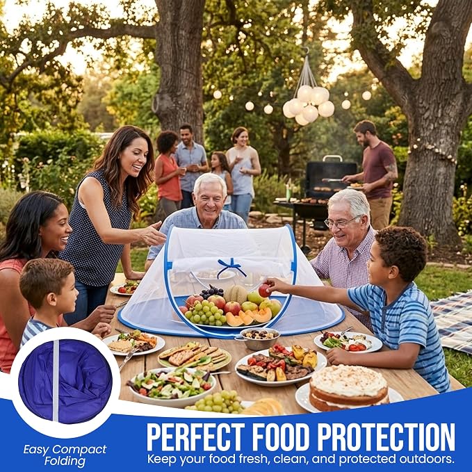 Iconikal 2-Pack Jumbo Folding Mesh Food Tent 43x21-Inch Wind-Resistant Zippered Door Picnic BBQ Outdoor Camping Food Cover Insect Protection