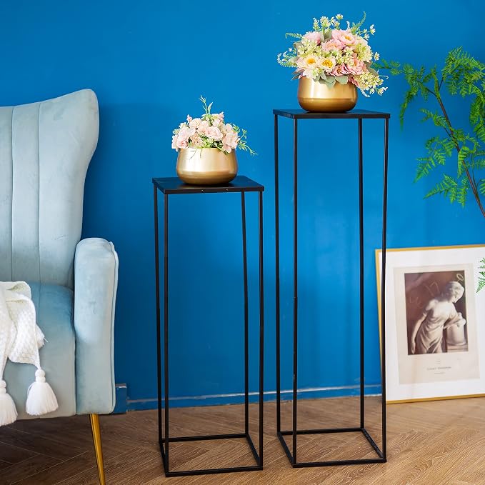 Black Plant Stand Pedestal Stand - 10 Pcs Metal Plant Stand, 31.5in Tall Flower Stand Vase Flower Holder, Wedding Centerpieces for Tables, Corner Planter Pot Rack for Living Rooms, Home, Patio Decor