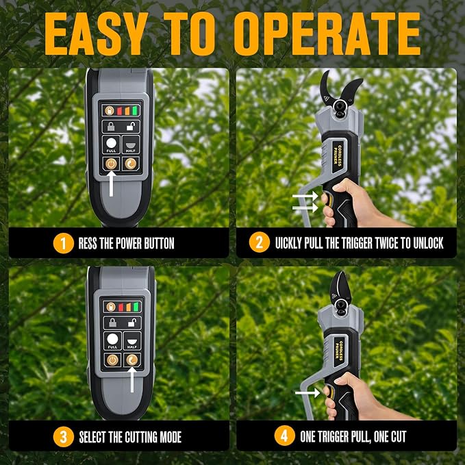 2-3/4" Cordless Pruning Shears Compatible with DeWalt 20V MAX Battery | Brushless Motor Electric Pruner for Gardening , SK5 Non-Stick Blades, Dual Cutting Modes, LED Display (Battery Not Included)